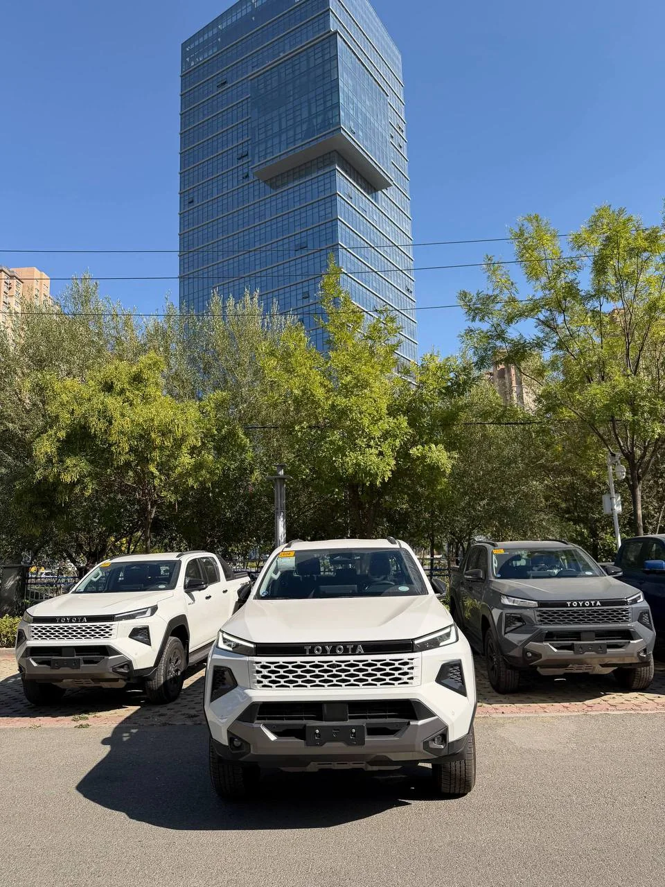 Пикапы Toyota на площадке